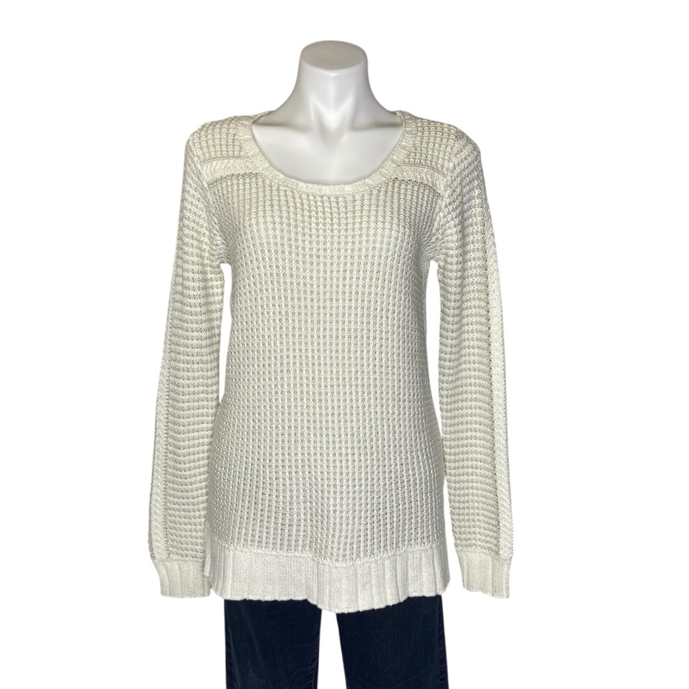 VANITY New Long Sleeve Crewneck Pullover Sweater Metallic Sparkle Medium